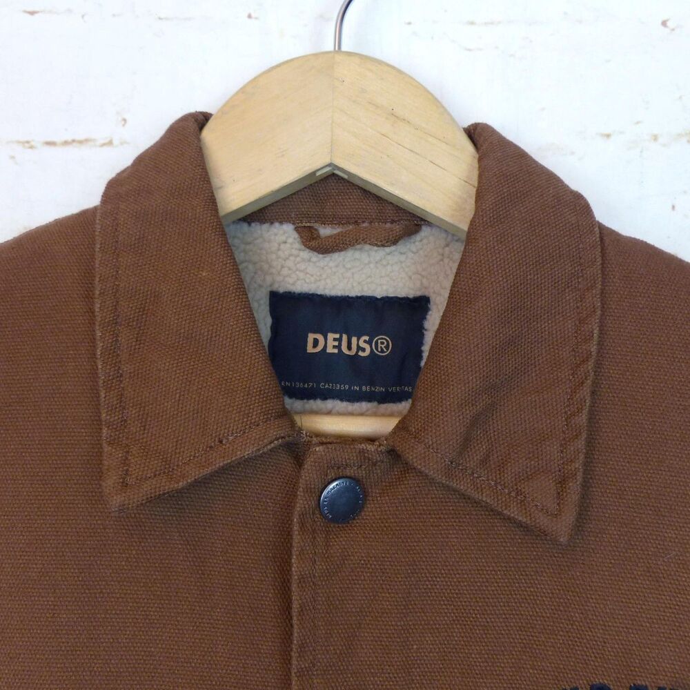 Deus Ex Machina Jacket Mens XS Brown Latham Canvas Coach Sherpa Lined Motorcycle - Picture 7 of 16